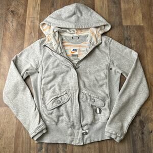 Nike Jacket Hoodie Women's Medium Gray Sneakers‎ Athletic Training Fitness 5823